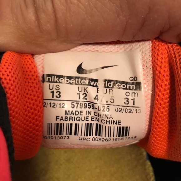 Nike Free 5.0 running shoes sneakers. Black & neon orange. Men's size 13 - Picture 8 of 12